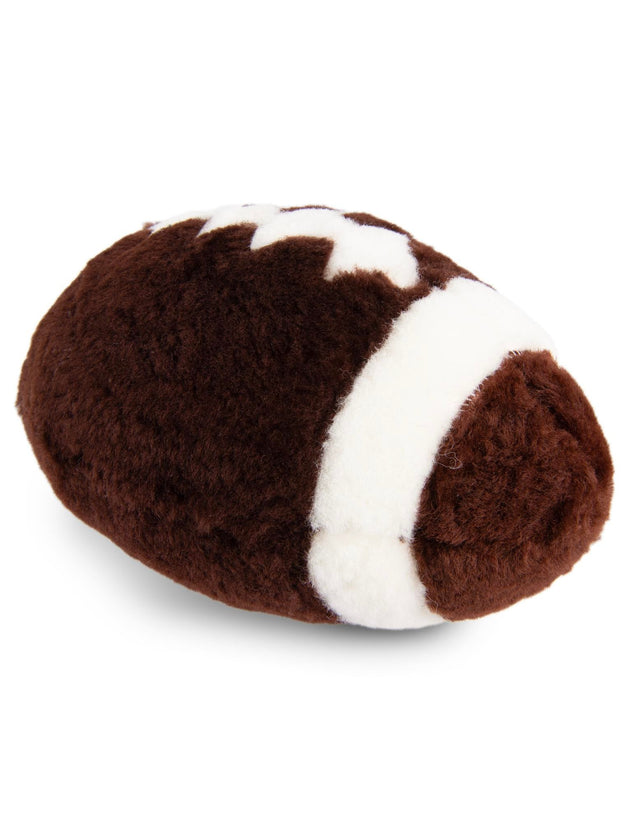 Hand Made 100% Lambskin Brown 1' 1 x 1' 9 Football Accent Luxury Throw Pillow Sports Ball for Unique Modern Interior Design for Sale at Rug Engine