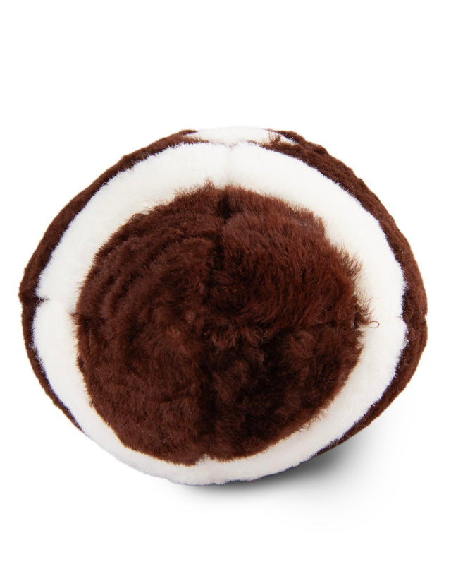 Hand Made 100% Lambskin Brown 1' 1 x 1' 9 Football Accent Luxury Throw Pillow Sports Ball for Unique Modern Interior Design for Sale at Rug Engine