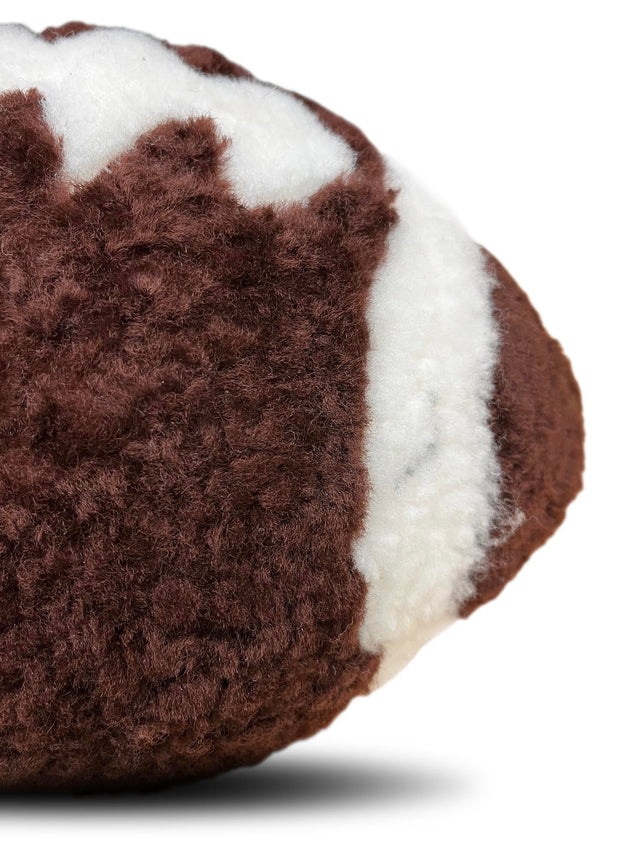 Hand Made 100% Lambskin Brown 1' 1 x 1' 9 Football Accent Luxury Throw Pillow Sports Ball for Unique Modern Interior Design for Sale at Rug Engine