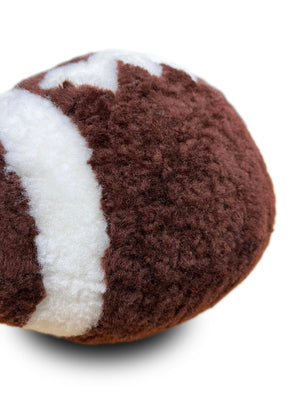 Hand Made 100% Lambskin Brown 1' 1 x 1' 9 Football Accent Luxury Throw Pillow Sports Ball for Unique Modern Interior Design for Sale at Rug Engine