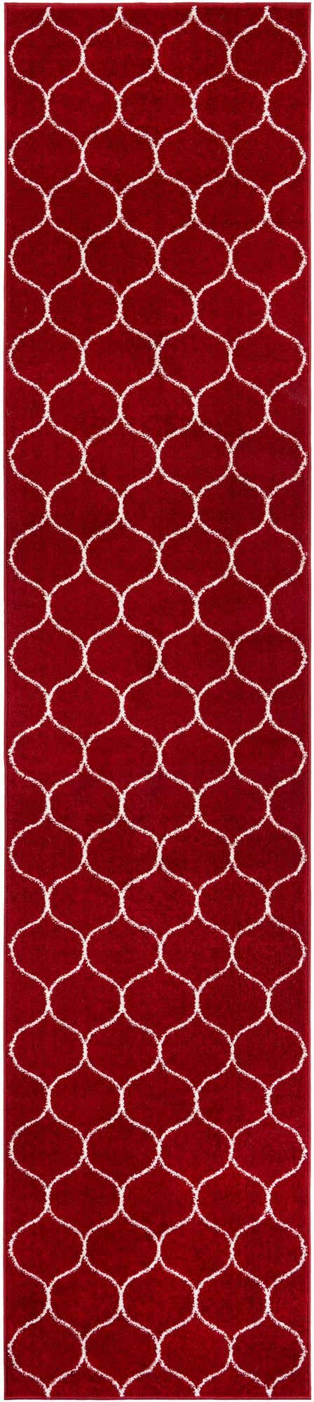 Red 2' 7 x 12' Trellis Frieze Runner Area Rug Geometric Modern Unique Stain Resistant Easy Clean Carpet for Living, Dining, Bedrooms, Office for Sale at Rug Engine