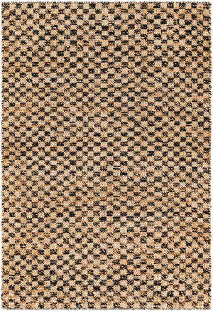 Black and Natural 4' 1 x 6' 1 Checkered Jute Wool Rectangle Area Rug 60% Jute & 40% Wool Geometric All Natural Eco-Friendly Sustainable Carpet for Contemporary Design Decorating for Sale at Rug Engine