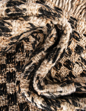 Black and Natural 3' 3 x 5' 3 Checkered Jute Wool Rectangle Area Rug 60% Jute & 40% Wool Geometric All Natural Eco-Friendly Sustainable Carpet for Contemporary Design Decorating for Sale at Rug Engine