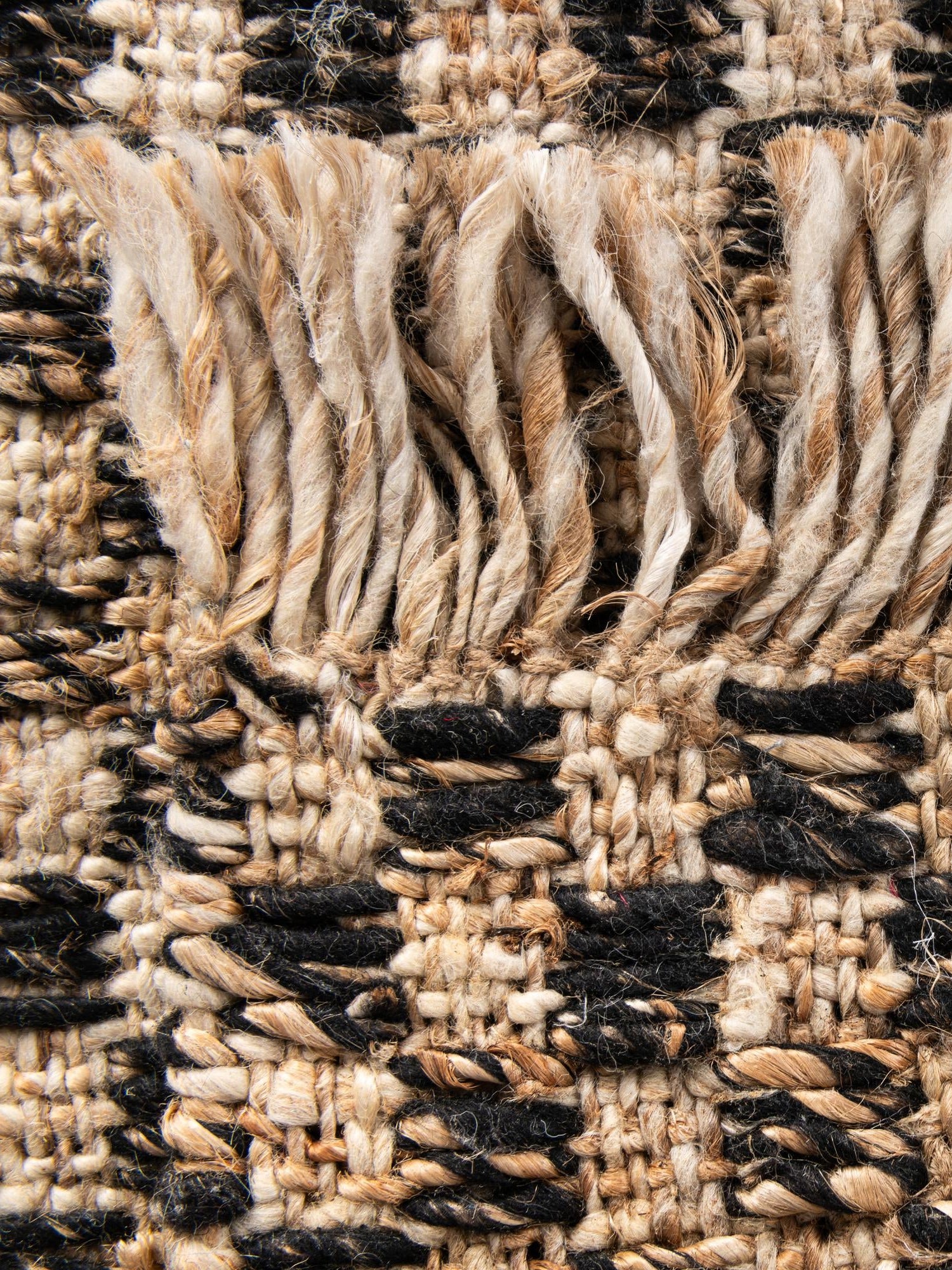Black and Natural 5' 1 x 8' Checkered Jute Wool Rectangle Area Rug 60% Jute & 40% Wool Geometric All Natural Eco-Friendly Sustainable Carpet for Contemporary Design Decorating for Sale at Rug Engine
