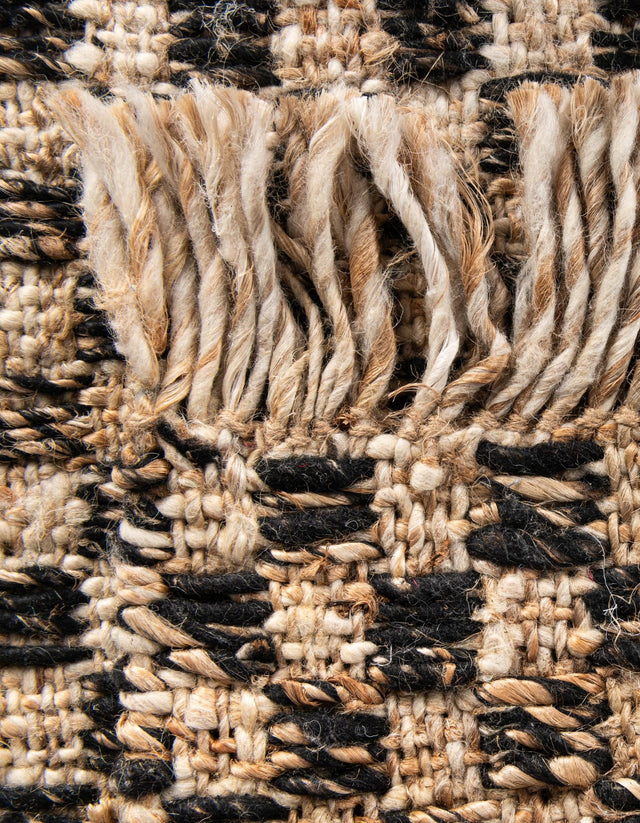 Black and Natural 5' 1 x 8' Checkered Jute Wool Rectangle Area Rug 60% Jute & 40% Wool Geometric All Natural Eco-Friendly Sustainable Carpet for Contemporary Design Decorating for Sale at Rug Engine