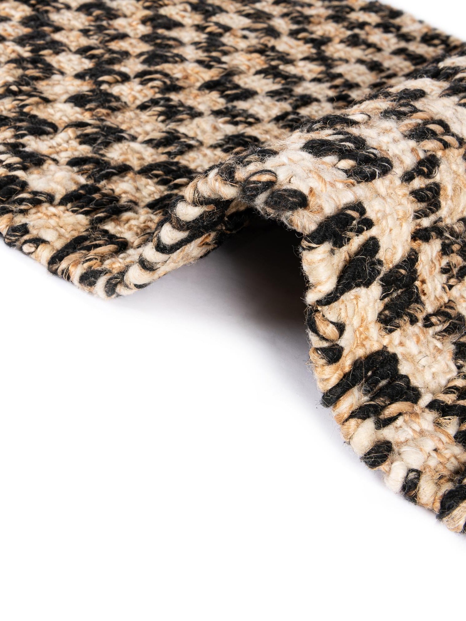 Black and Natural 9' x 12' Checkered Jute Wool Rectangle Area Rug 60% Jute & 40% Wool Geometric All Natural Eco-Friendly Sustainable Carpet for Contemporary Design Decorating for Sale at Rug Engine