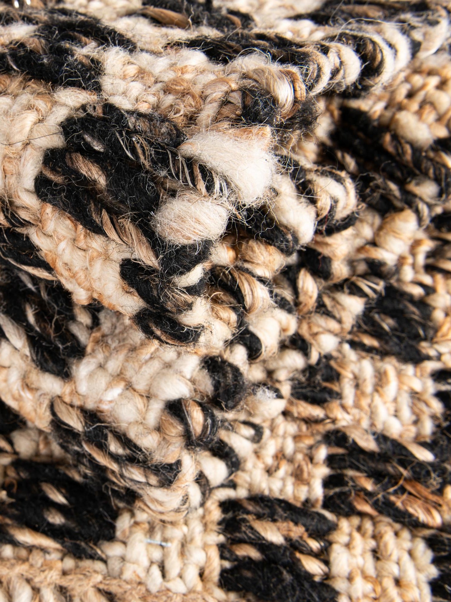 Black and Natural 4' 1 x 6' 1 Checkered Jute Wool Rectangle Area Rug 60% Jute & 40% Wool Geometric All Natural Eco-Friendly Sustainable Carpet for Contemporary Design Decorating for Sale at Rug Engine