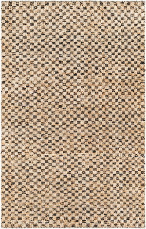 Black and Natural 5' 1 x 8' Checkered Jute Wool Rectangle Area Rug 60% Jute & 40% Wool Geometric All Natural Eco-Friendly Sustainable Carpet for Contemporary Design Decorating for Sale at Rug Engine