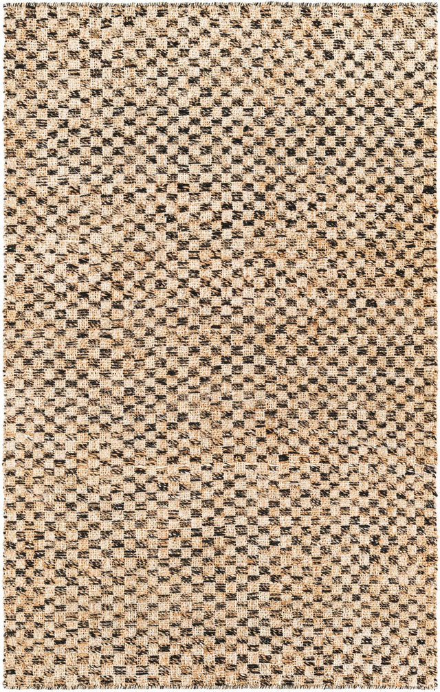 Black and Natural 5' 1 x 8' Checkered Jute Wool Rectangle Area Rug 60% Jute & 40% Wool Geometric All Natural Eco-Friendly Sustainable Carpet for Contemporary Design Decorating for Sale at Rug Engine