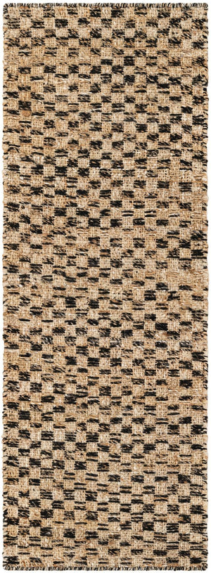 Black and Natural 2' x 6' 1 Checkered Jute Wool Runner Area Rug 60% Jute & 40% Wool Geometric All Natural Eco-Friendly Sustainable Carpet for Contemporary Design Decorating for Sale at Rug Engine