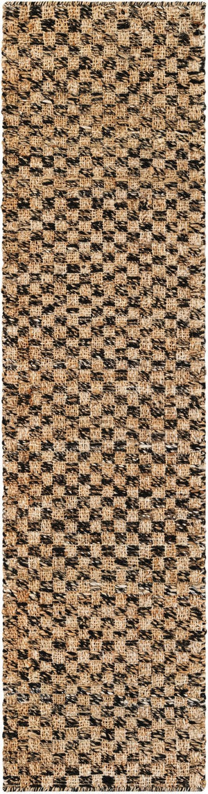Black and Natural 2' x 8' Checkered Jute Wool Runner Area Rug 60% Jute & 40% Wool Geometric All Natural Eco-Friendly Sustainable Carpet for Contemporary Design Decorating for Sale at Rug Engine