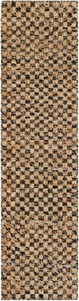 Black and Natural 2' x 8' Checkered Jute Wool Runner Area Rug 60% Jute & 40% Wool Geometric All Natural Eco-Friendly Sustainable Carpet for Contemporary Design Decorating for Sale at Rug Engine
