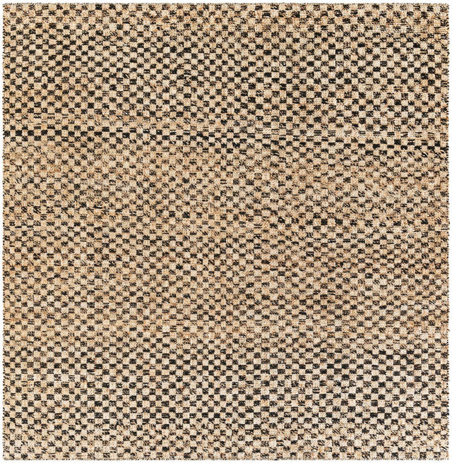 Black and Natural 7' 10 x 7' 10 Checkered Jute Wool Square Area Rug 60% Jute & 40% Wool Geometric All Natural Eco-Friendly Sustainable Carpet for Contemporary Design Decorating for Sale at Rug Engine