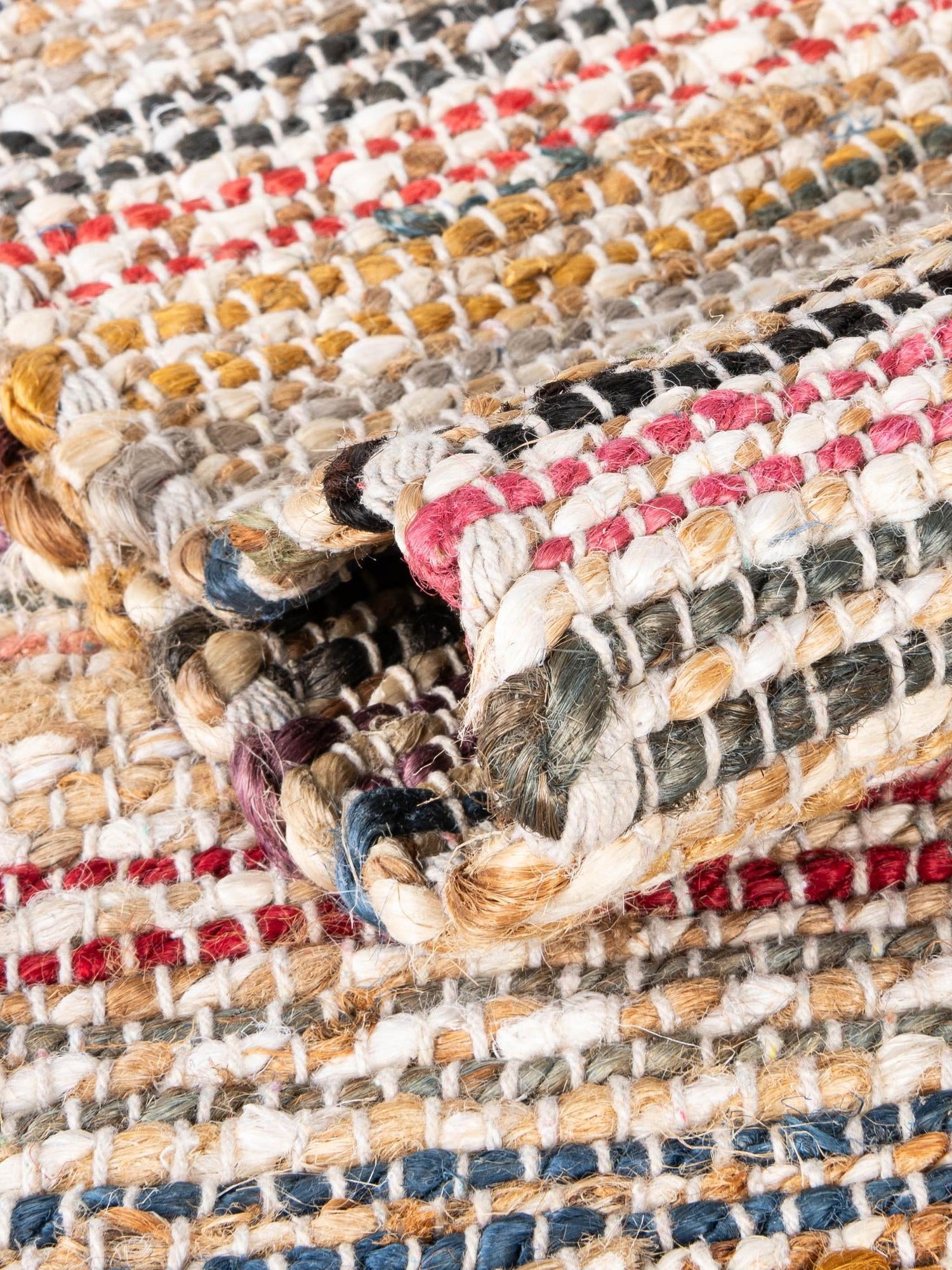 Multicolor 5' 1 x 8' Chunky Jute Rectangle Area Rug 100% All Natural Jute Sustainable Eco-Friendly Carpet Mat for Natural Interior Design Homes for Sale at Rug Engine
