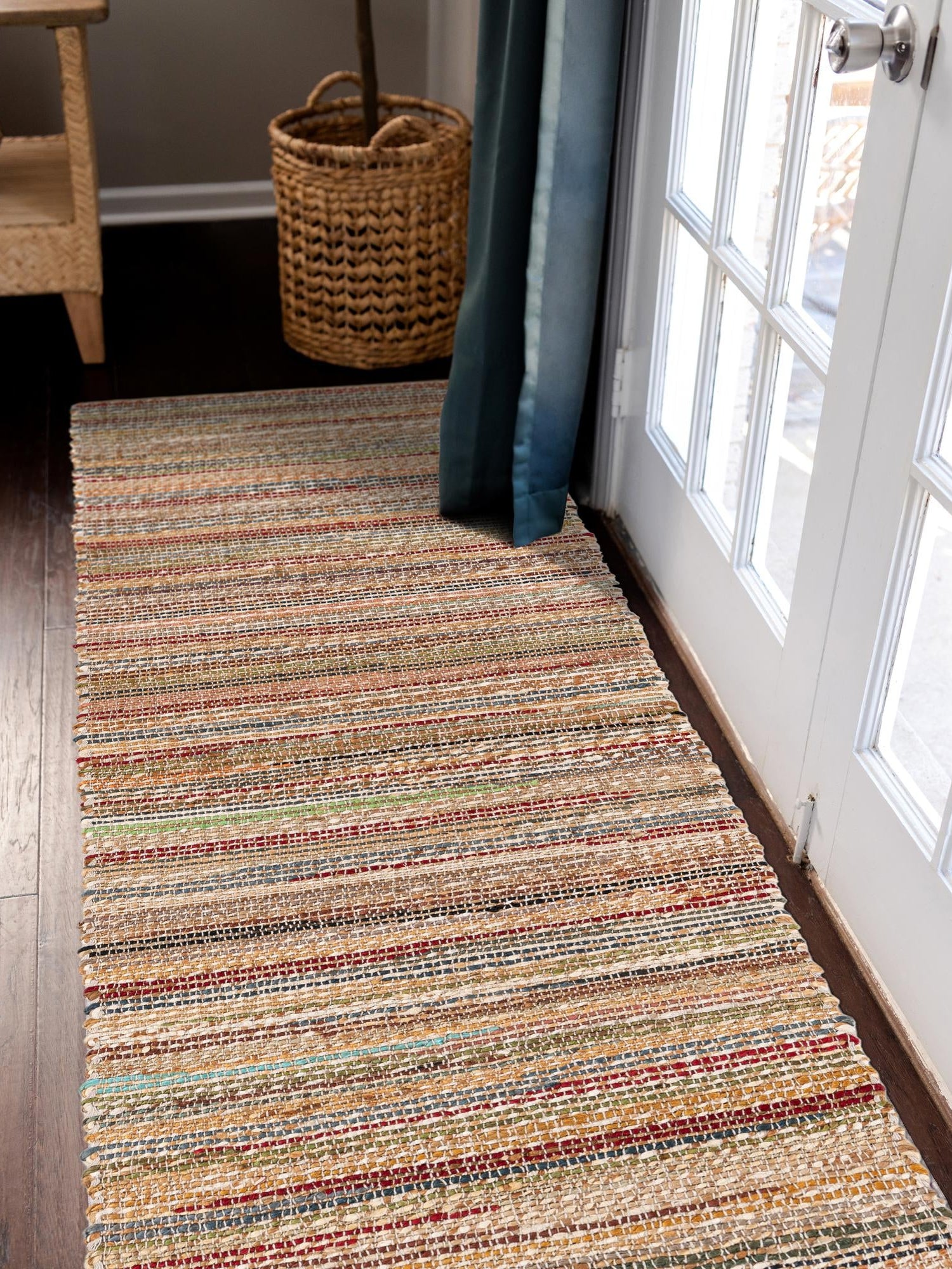 Multicolor 2' x 6' 1 Chunky Jute Runner Area Rug 100% All Natural Jute Sustainable Eco-Friendly Carpet Mat for Natural Interior Design Homes for Sale at Rug Engine