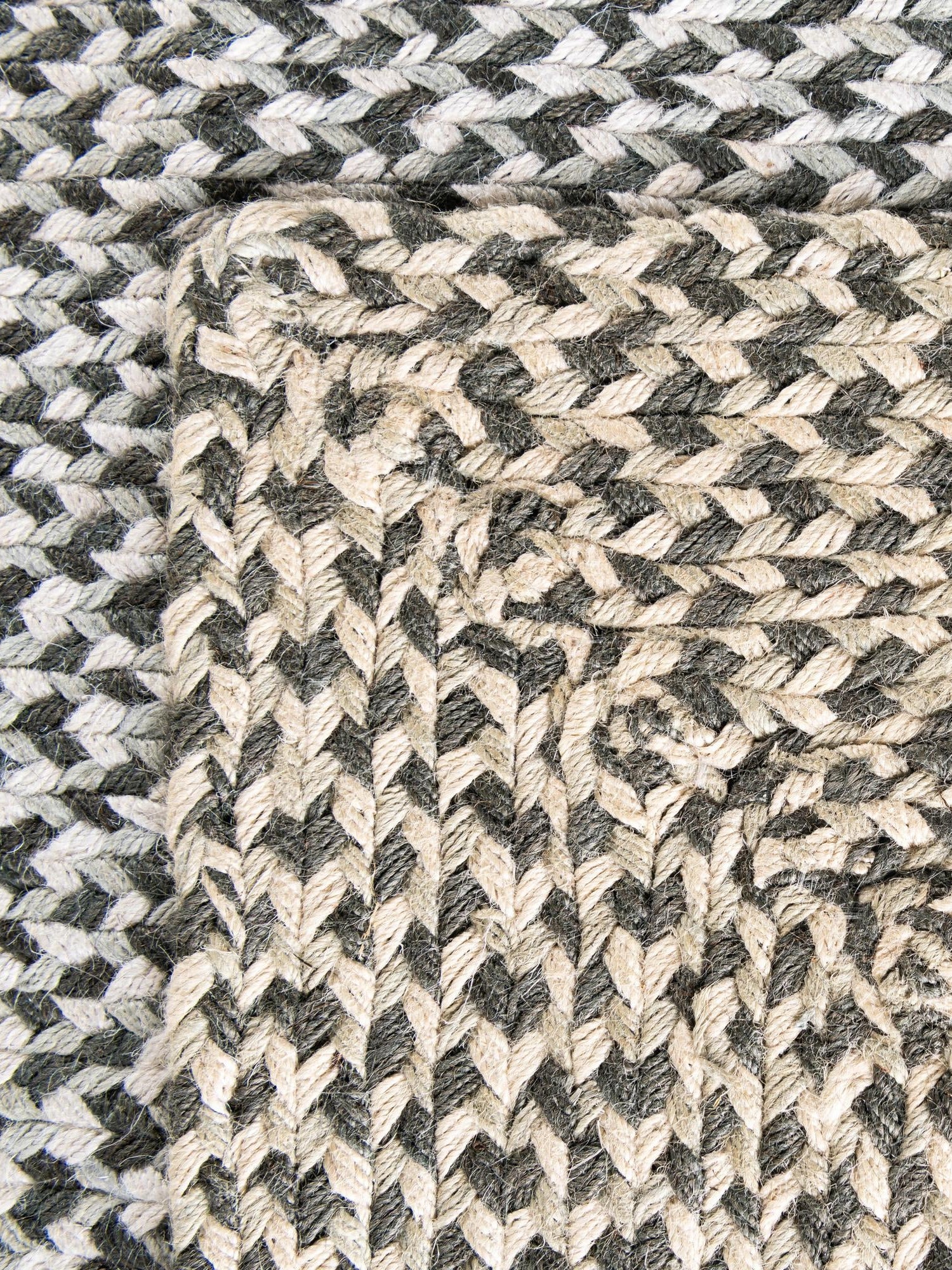 Gray 2' x 3' 1 Tweed Braided Jute Rectangle Area Rug 100% All Natural Jute Hand Braided in India Carpet for Unique Luxury Home Interiors for Sale at Rug Engine