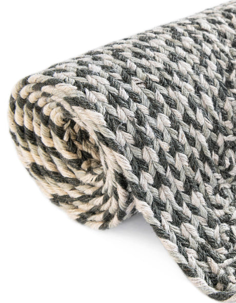 Gray 5' 1 x 8' Tweed Braided Jute Rectangle Area Rug 100% All Natural Jute Hand Braided in India Carpet for Unique Luxury Home Interiors for Sale at Rug Engine