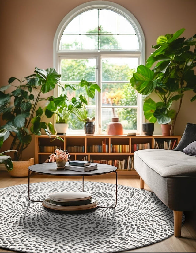 Gray 3' 1 x 3' 1 Tweed Braided Jute Round Area Rug 100% All Natural Jute Hand Braided in India Carpet for Unique Luxury Home Interiors for Sale at Rug Engine