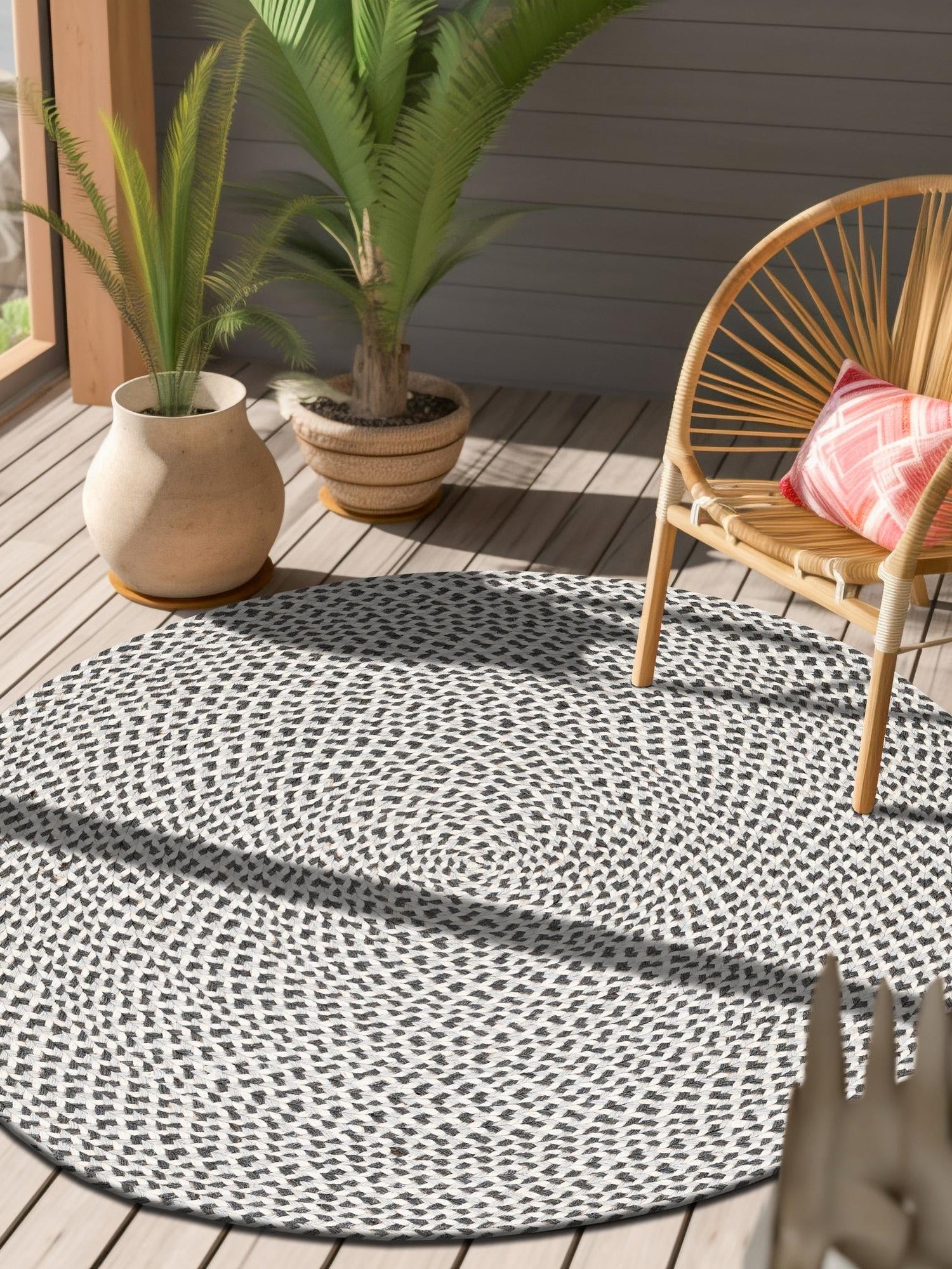 Gray 10' x 10' Tweed Braided Jute Round Area Rug 100% All Natural Jute Hand Braided in India Carpet for Unique Luxury Home Interiors for Sale at Rug Engine