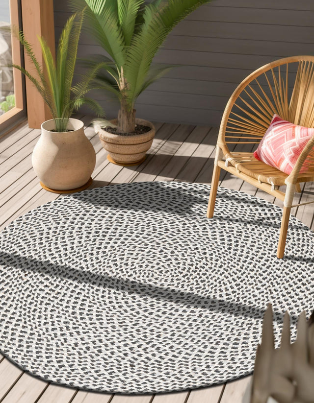 Gray 10' x 10' Tweed Braided Jute Round Rug