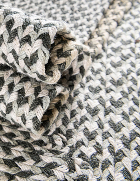Gray 6' 1 x 6' 1 Tweed Braided Jute Round Area Rug 100% All Natural Jute Hand Braided in India Carpet for Unique Luxury Home Interiors for Sale at Rug Engine