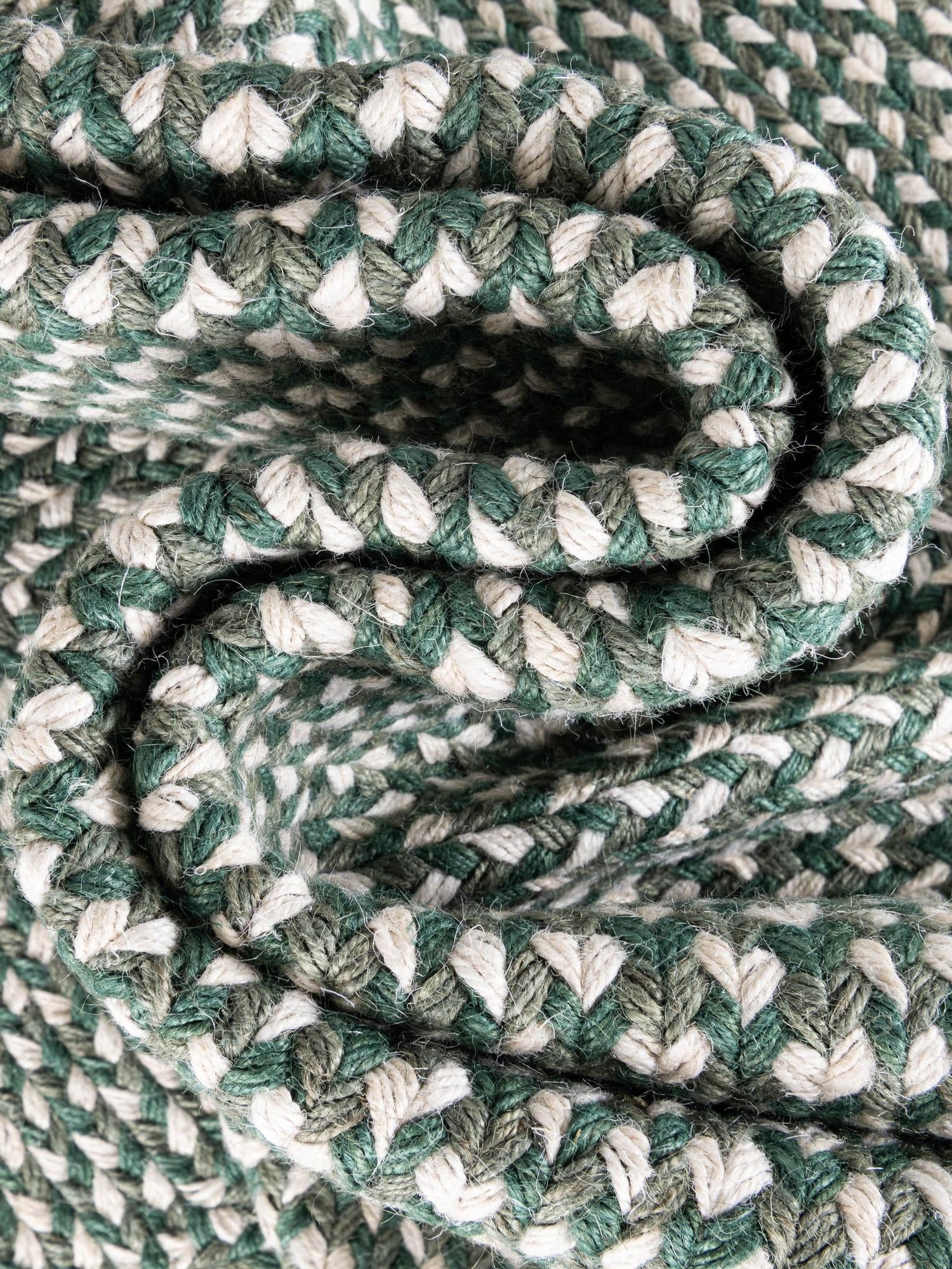 Green 2' x 3' 1 Tweed Braided Jute Rectangle Area Rug