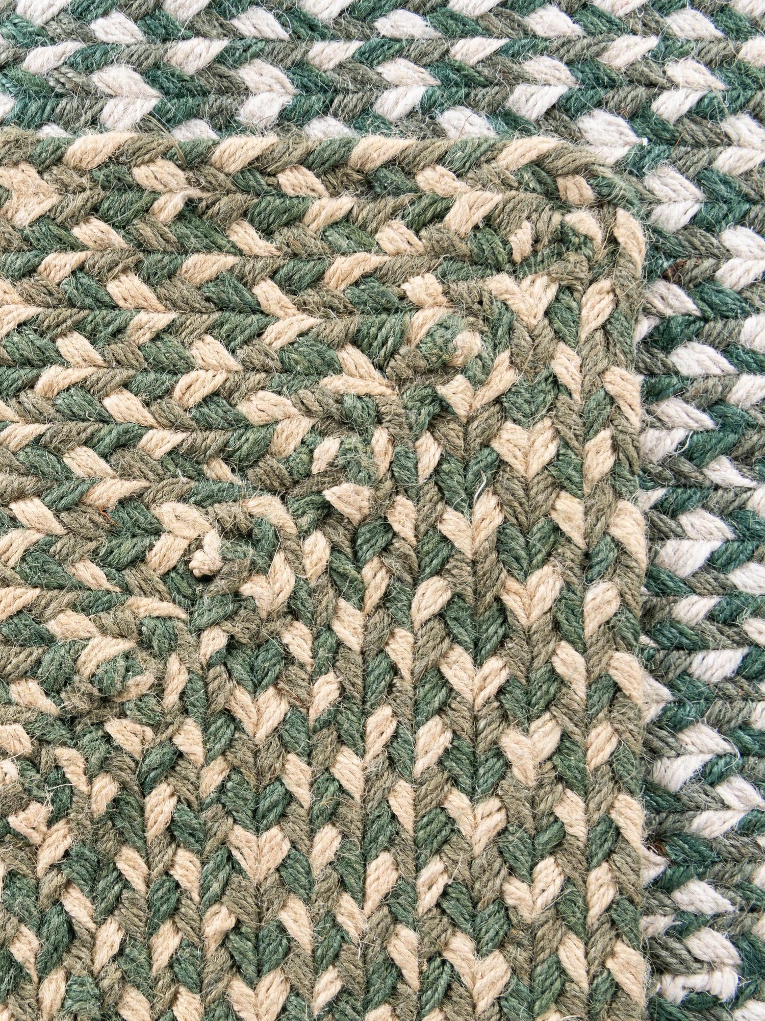 Green 2' x 3' 1 Tweed Braided Jute Rectangle Area Rug