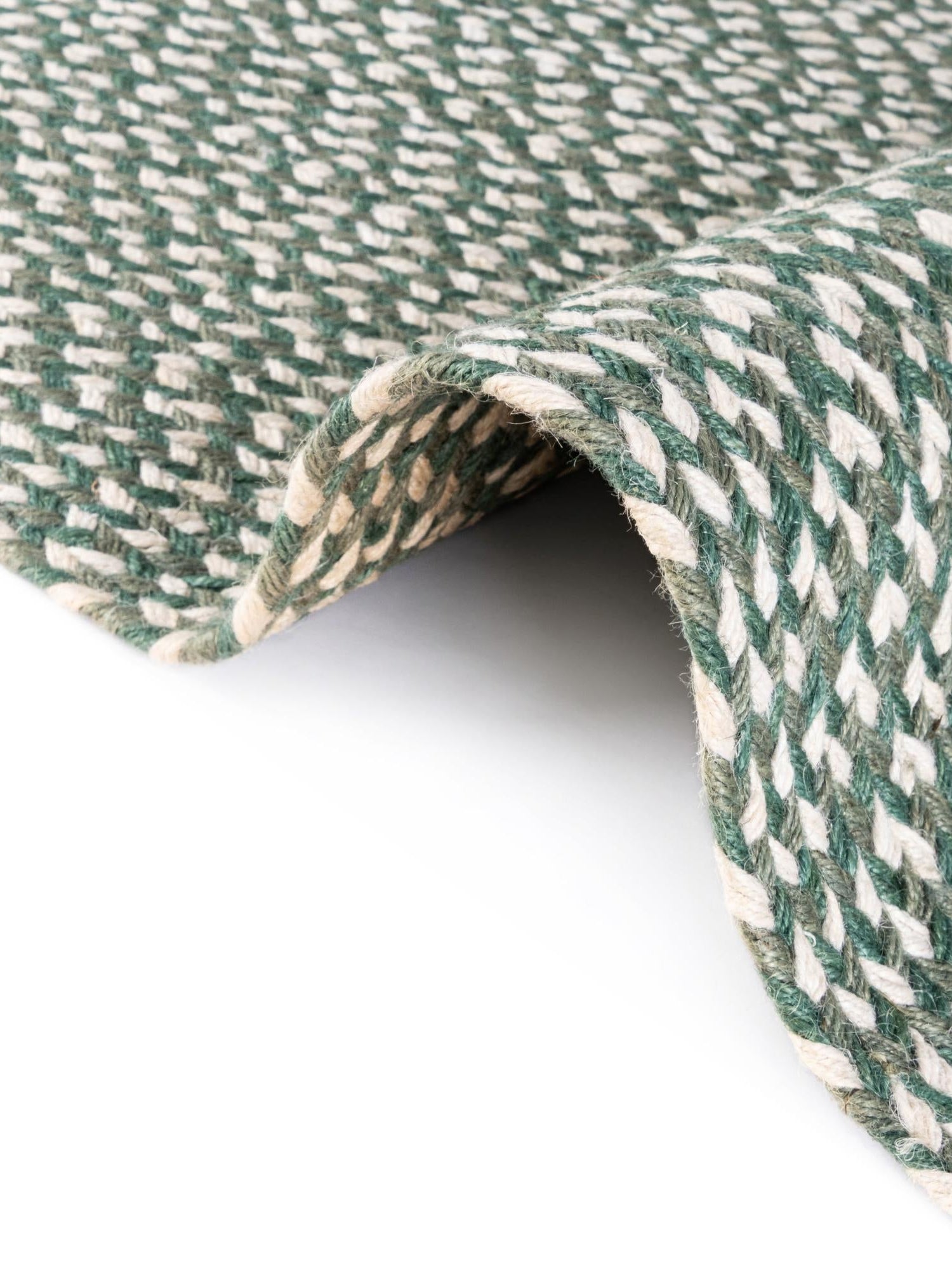 Green 2' x 3' 1 Tweed Braided Jute Rectangle Area Rug