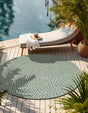 Green 8' x 8' Tweed Braided Jute Round Rug