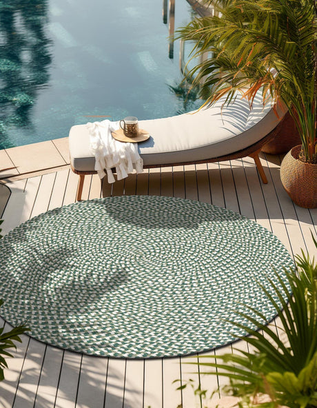 Green 4' 1 x 4' 1 Tweed Braided Jute Round Rug