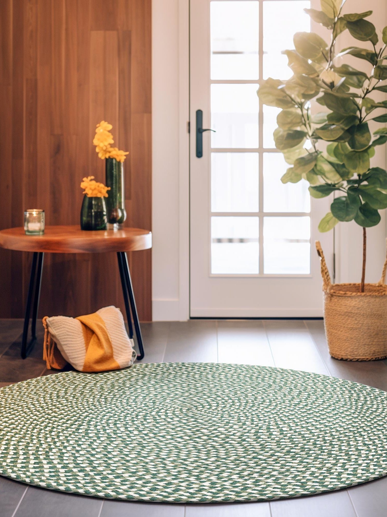 Green 10' x 10' Tweed Braided Jute Round Area Rug 100% All Natural Jute Hand Braided in India Carpet for Unique Luxury Home Interiors for Sale at Rug Engine