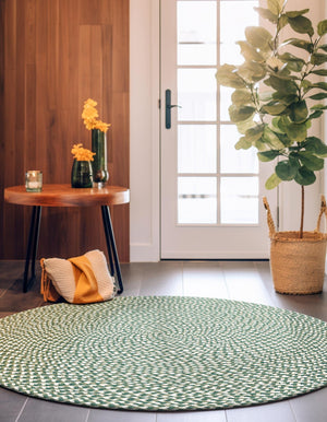 Green 10' x 10' Tweed Braided Jute Round Rug