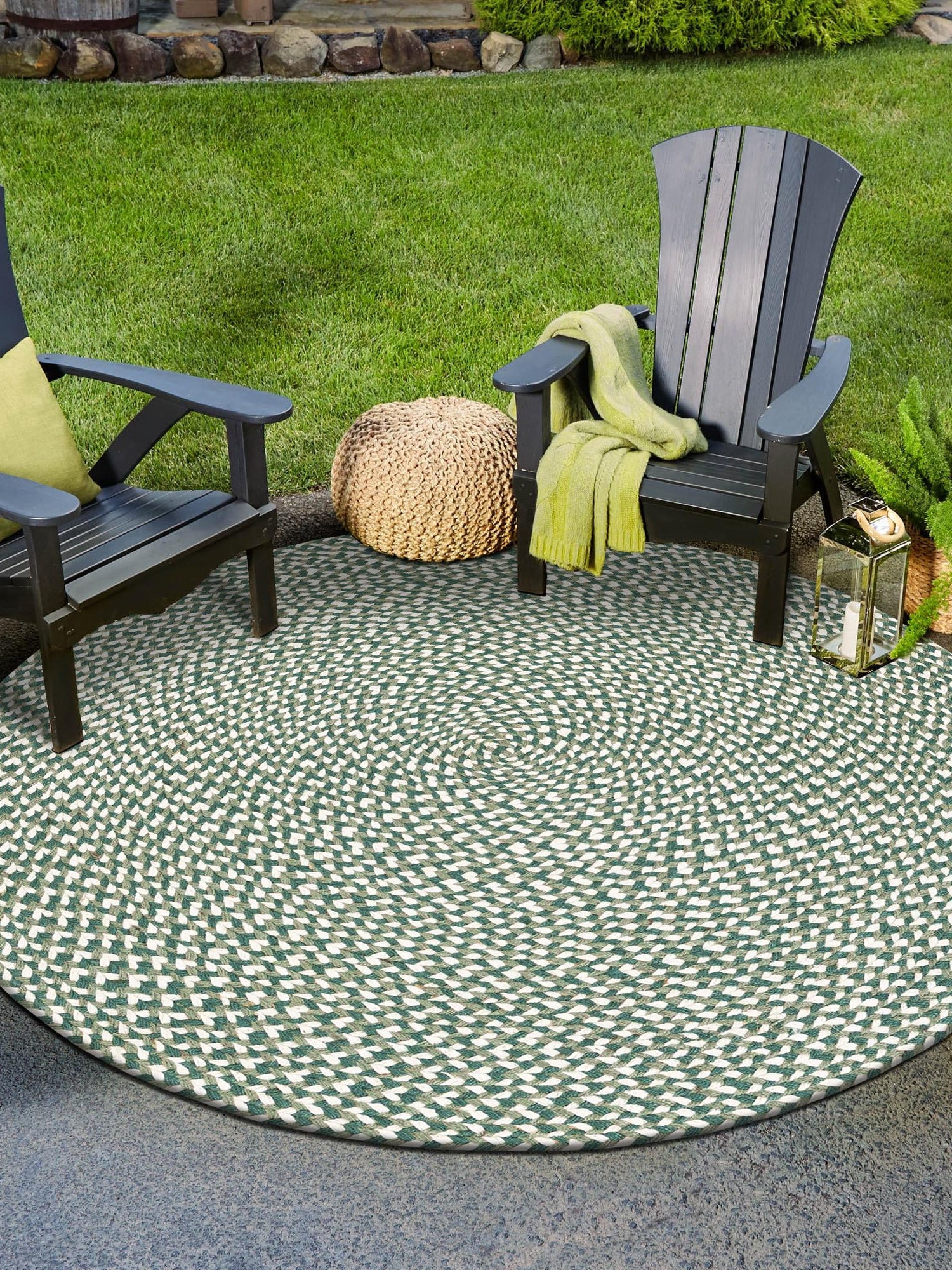 Green 4' 1 x 4' 1 Tweed Braided Jute Round Area Rug 100% All Natural Jute Hand Braided in India Carpet for Unique Luxury Home Interiors for Sale at Rug Engine