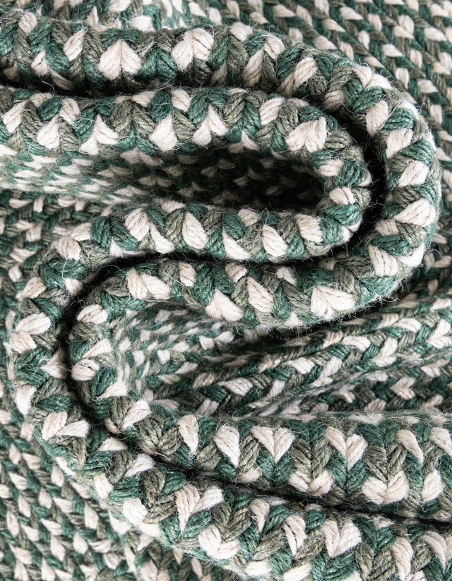 Green 2' x 6' 1 Tweed Braided Jute Runner Rug