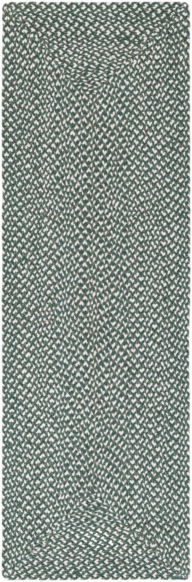 Green 2' x 6' 1 Tweed Braided Jute Runner Rug