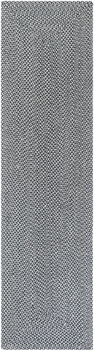 Navy Blue 3' x 10' Tweed Braided Jute Runner Rug