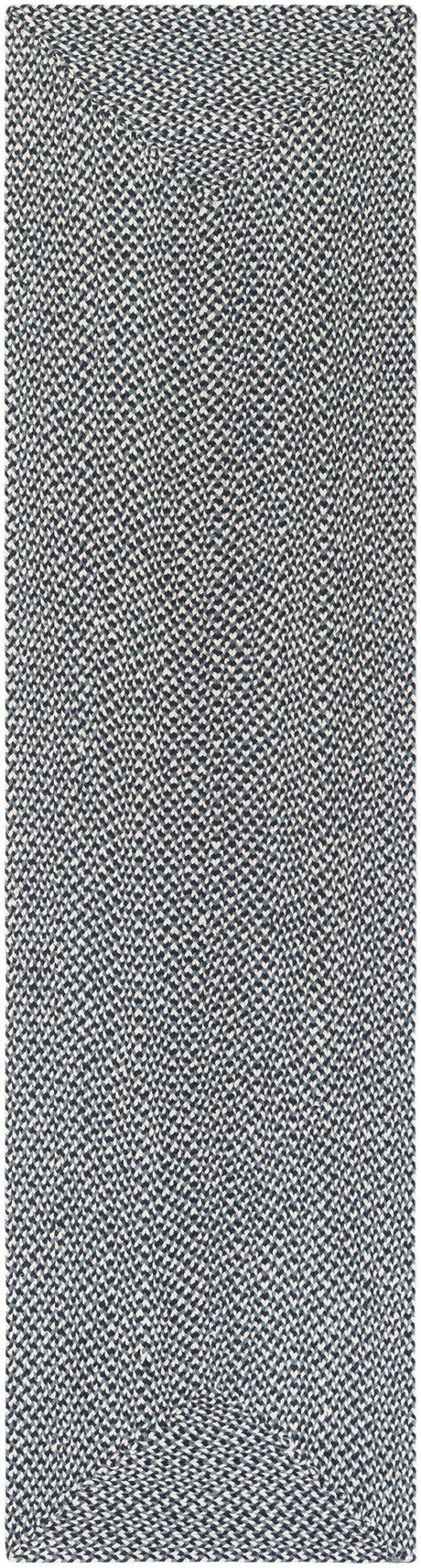 Navy Blue 3' x 10' Tweed Braided Jute Runner Rug