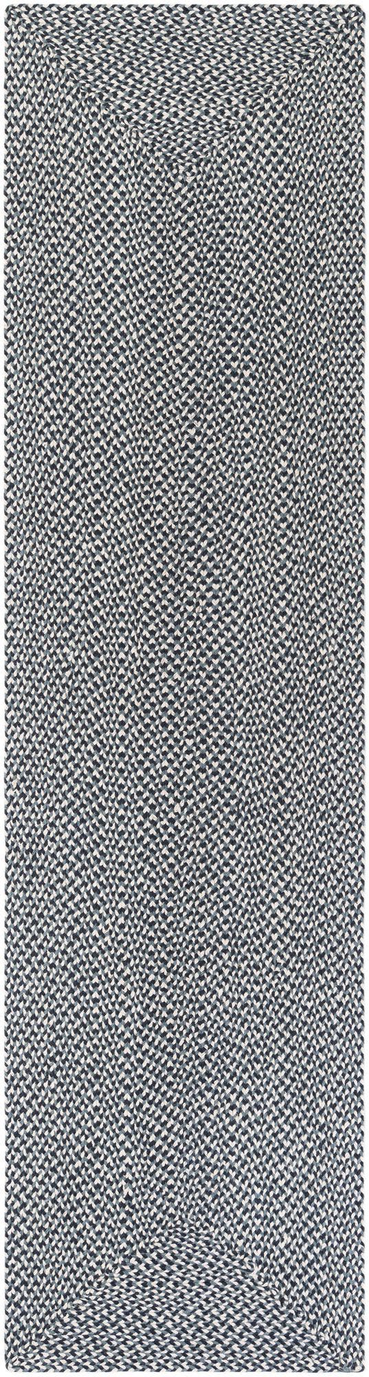 Navy Blue 3' x 10' Tweed Braided Jute Runner Rug
