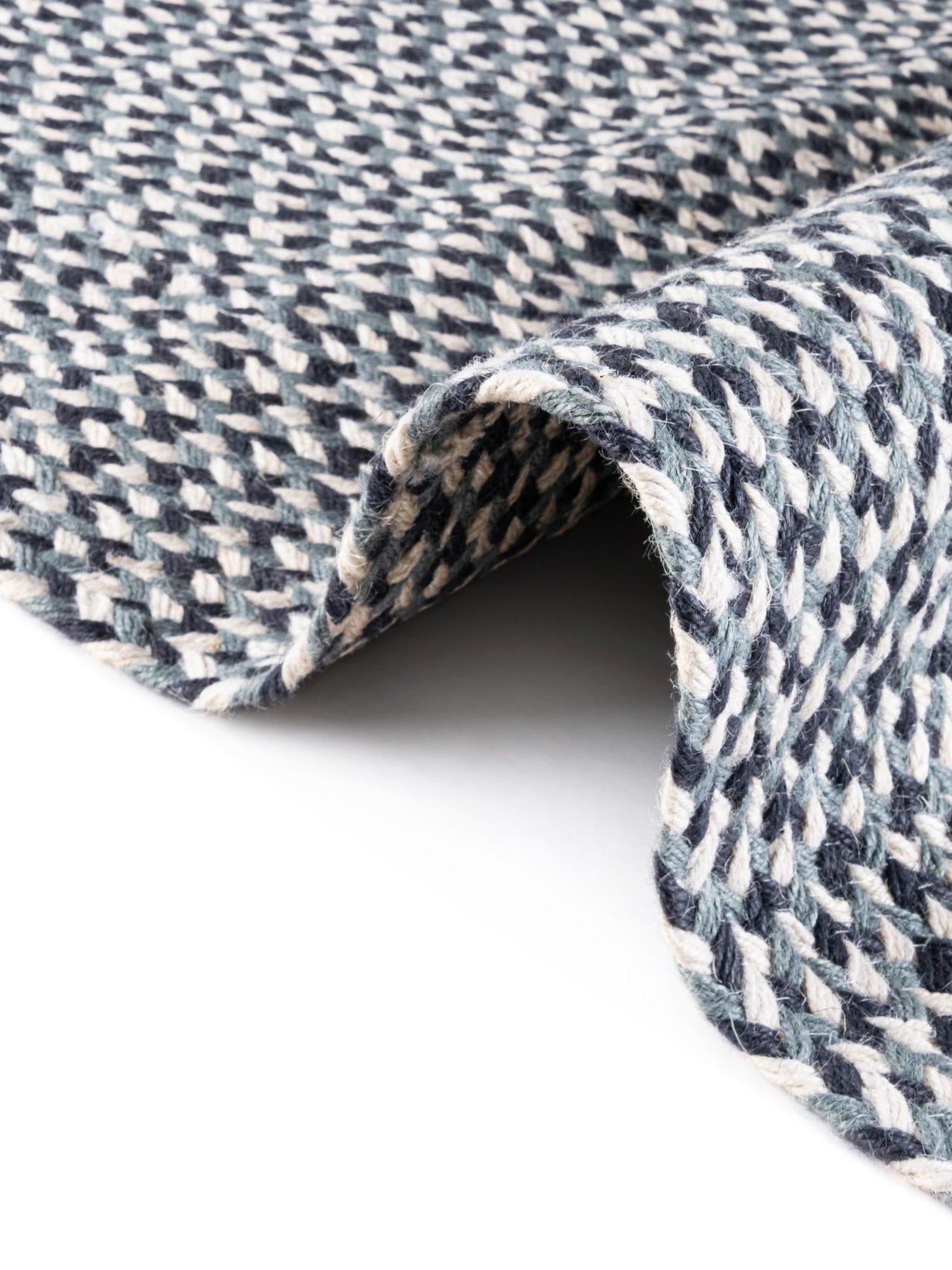 Navy Blue 2' x 3' 1 Tweed Braided Jute Rectangle Area Rug 100% All Natural Jute Hand Braided in India Carpet for Unique Luxury Home Interiors for Sale at Rug Engine