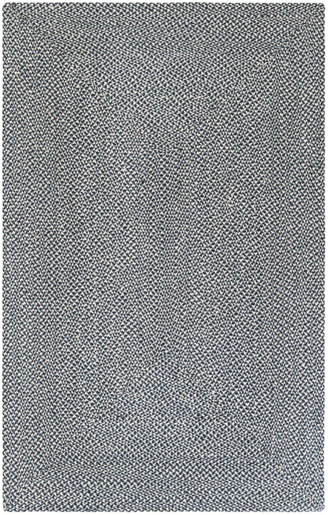 Navy Blue 5' 1 x 8' Tweed Braided Jute Rectangle Rug