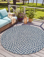 Navy Blue 5' 1 x 5' 1 Tweed Braided Jute Round Rug