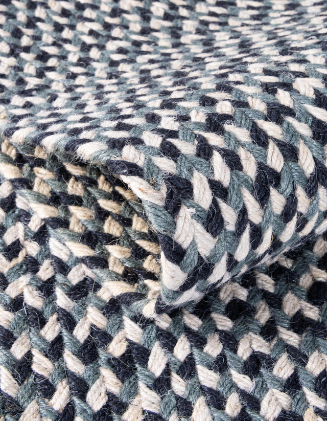 Navy Blue 6' 1 x 6' 1 Tweed Braided Jute Round Rug