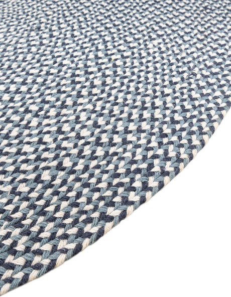 Navy Blue 6' 1 x 6' 1 Tweed Braided Jute Round Area Rug 100% All Natural Jute Hand Braided in India Carpet for Unique Luxury Home Interiors for Sale at Rug Engine