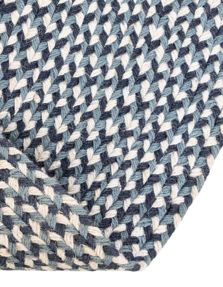 Navy Blue 6' 1 x 6' 1 Tweed Braided Jute Round Area Rug 100% All Natural Jute Hand Braided in India Carpet for Unique Luxury Home Interiors for Sale at Rug Engine