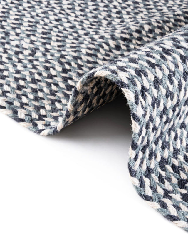 Navy Blue 6' 1 x 6' 1 Tweed Braided Jute Round Rug