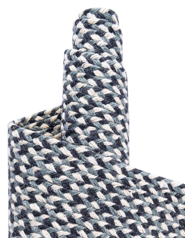 Navy Blue 6' 1 x 6' 1 Tweed Braided Jute Round Rug