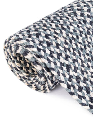 Navy Blue 6' 1 x 6' 1 Tweed Braided Jute Round Rug