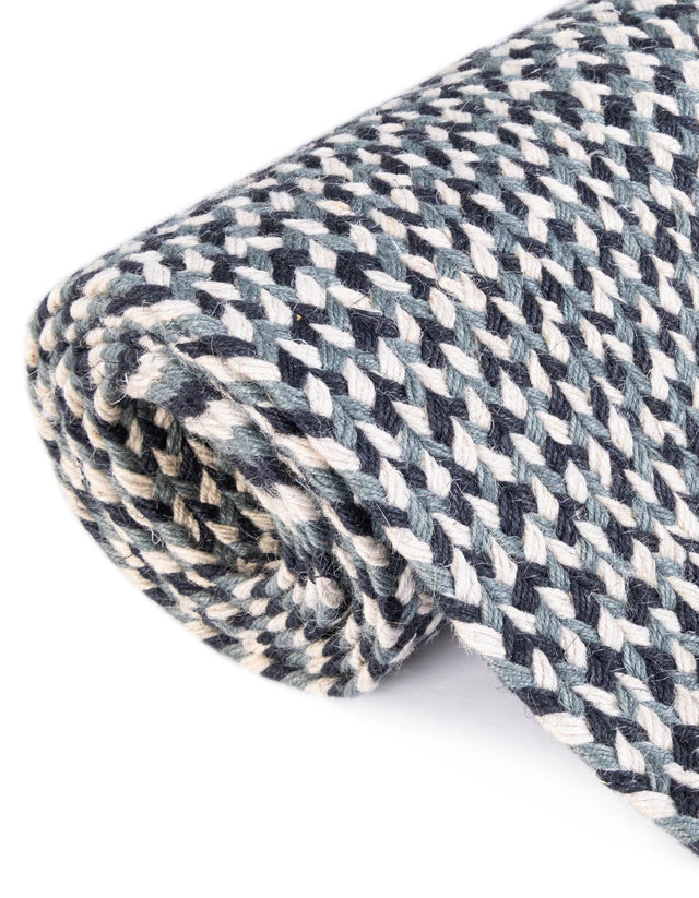 Navy Blue 6' 1 x 6' 1 Tweed Braided Jute Round Rug
