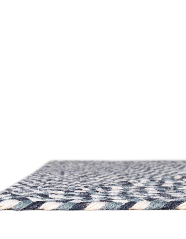 Navy Blue 3' x 10' Tweed Braided Jute Runner Rug