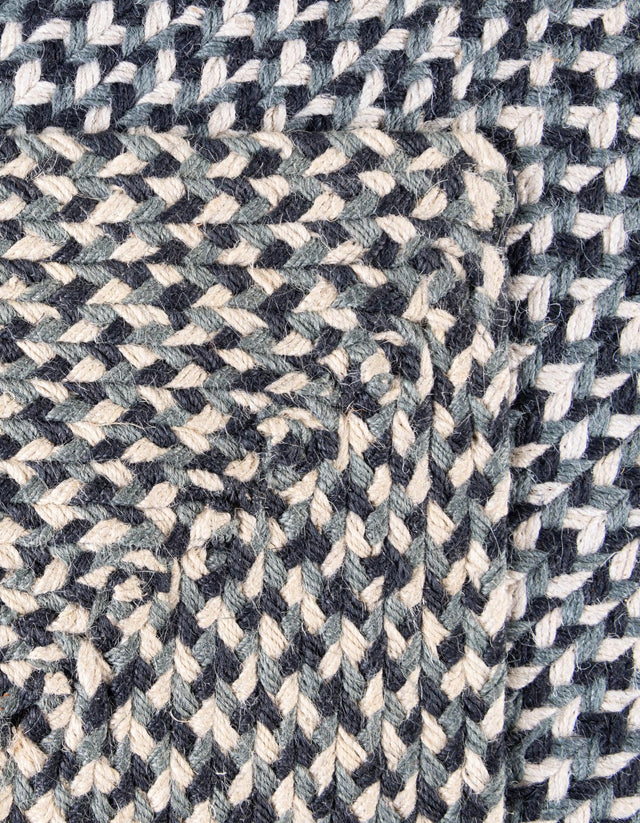 Navy Blue 3' x 10' Tweed Braided Jute Runner Rug